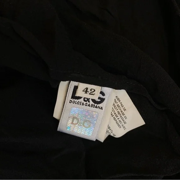 D&G Dolce & Gabbana || High Neck Halter Ruffle Dress Embellished Silk Black 42 6 - Picture 8 of 10